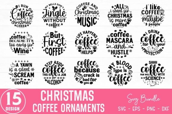 Christmas Coffee Ornaments SVG Bundle