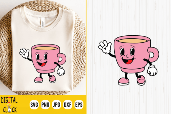 Retro Coffee Mug Character Cartoon